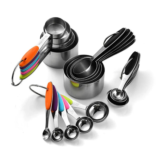 5/10Pcs Stainless Steel Measuring Cups And Spoons Set Kitchen Accessories For Baking Cake Cooking Making Measuring Kitchen Tools